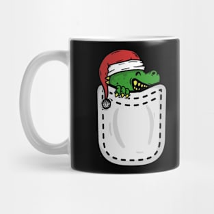 Cute dino with christmas cap inside pocket Mug